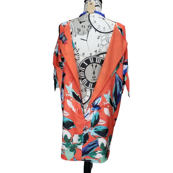 Vince Camuto Women's sz 12 Orange Floral knee length lined dress - Preloved - Picture 6 of 9